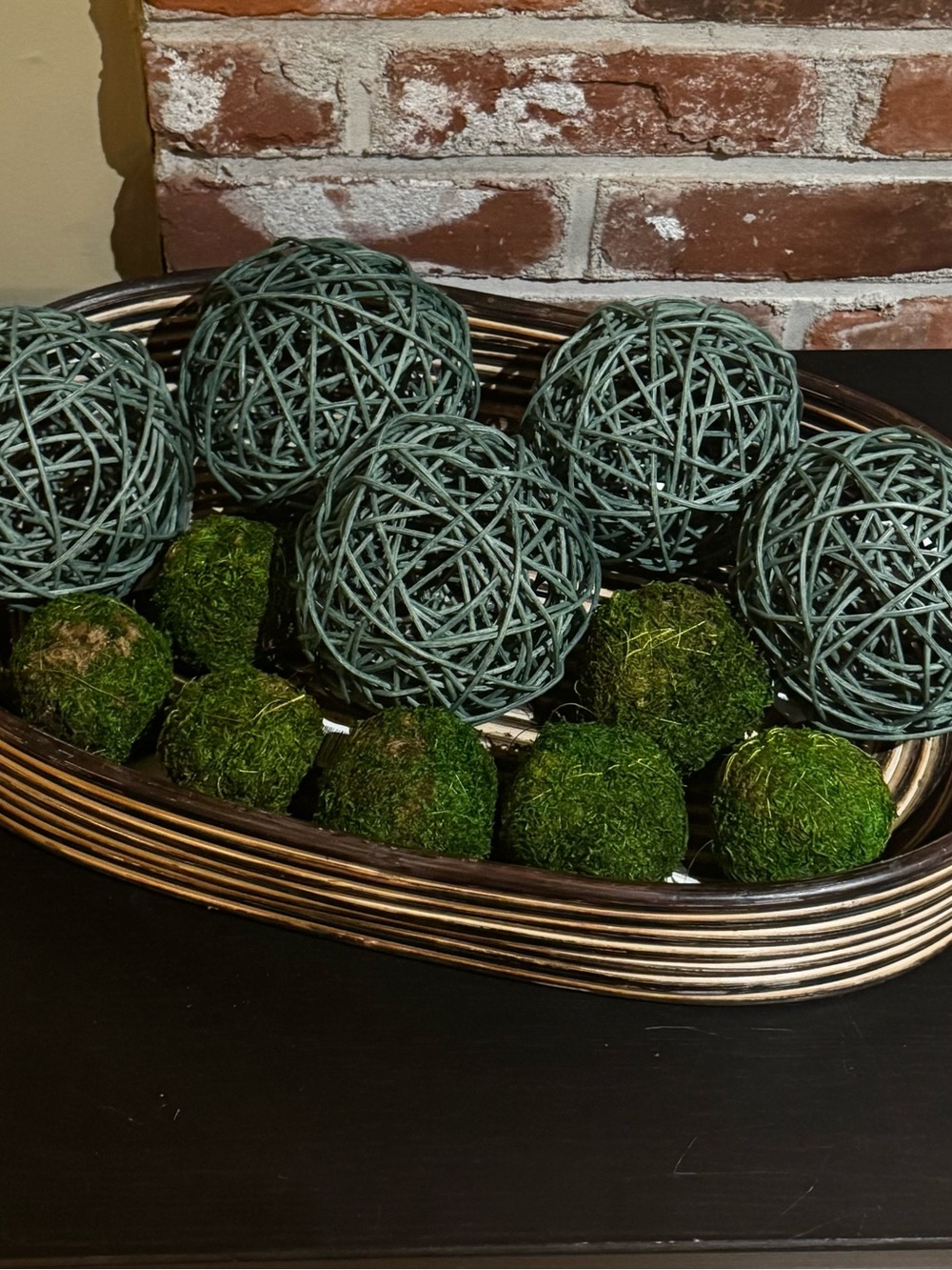 Decorative Twig/Rattan & Moss Ball Bowl Filler Set – 12 Pieces